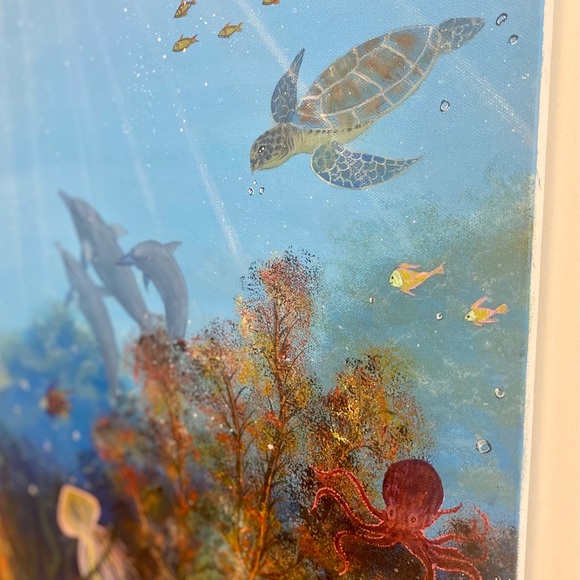 Underwater mermaid and other sea animals painting - Picture 5 of 8